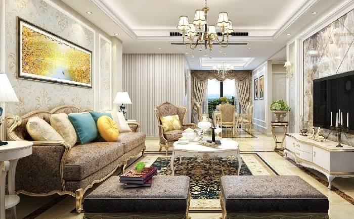 135平方歐式豪華三居室裝修效果案例圖